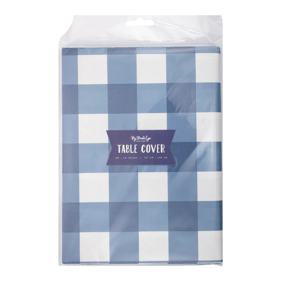 Blue Gingham Paper Table Cover