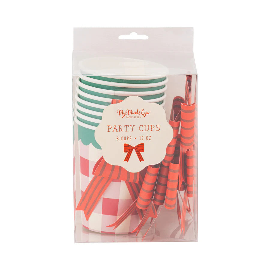 Plaid Cup with a Bow