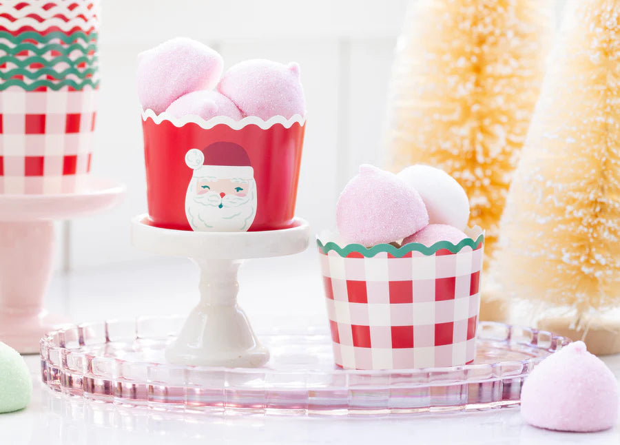 Santa Sugar Plum Plaid Baking Cups