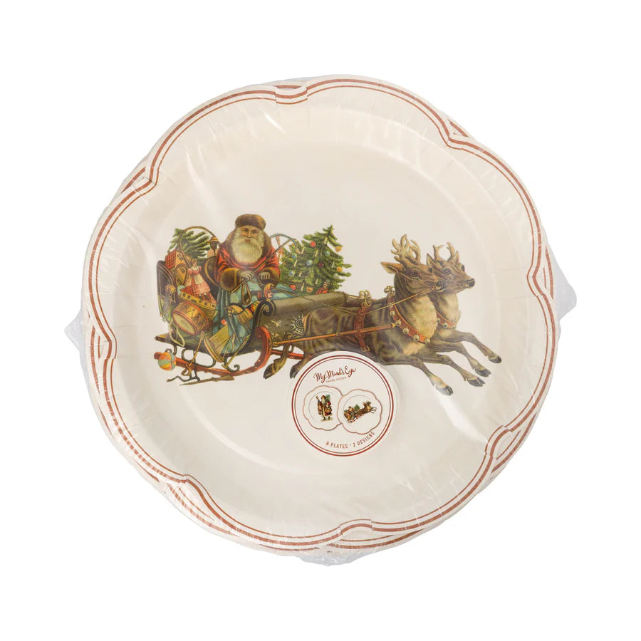 Santa Scalloped Plate Set