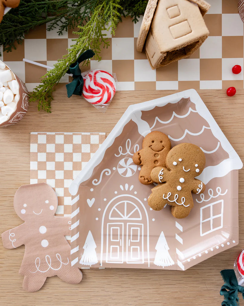 Gingerbread Checkered Dinner Napkin