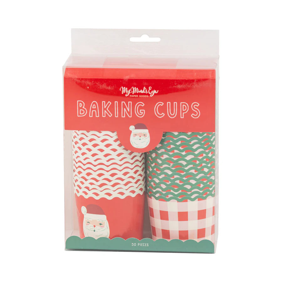 Santa Sugar Plum Plaid Baking Cups