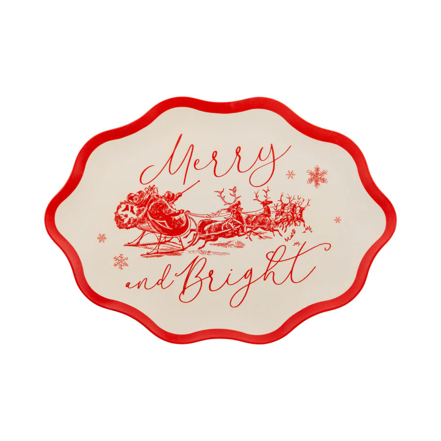 Red Vintage Merry Christmas Tray
