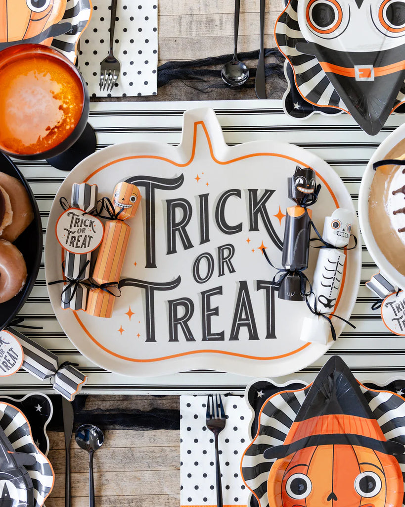 Trick or Treat Pumpkin Shaped Bamboo Tray