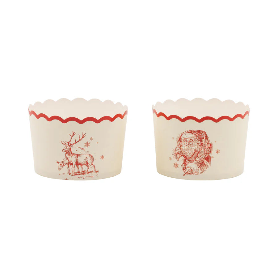 Jumbo Vintage Santa Deer Baking Cups