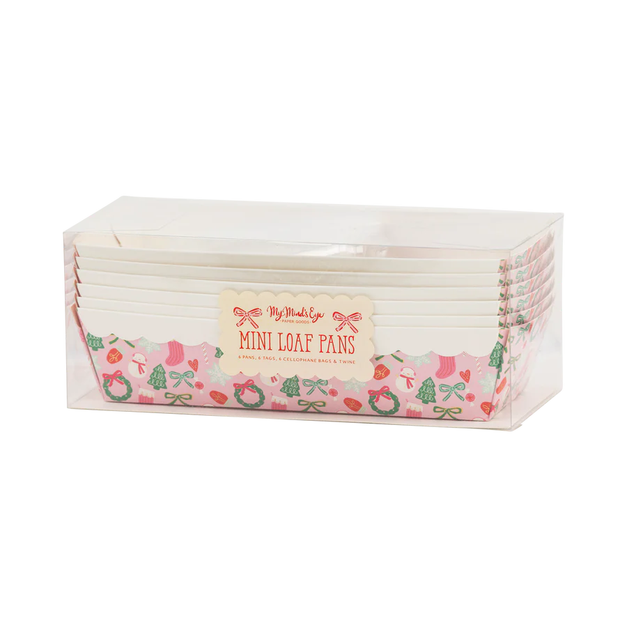 Foil Christmas Icons on Pink Loaf Pan Set