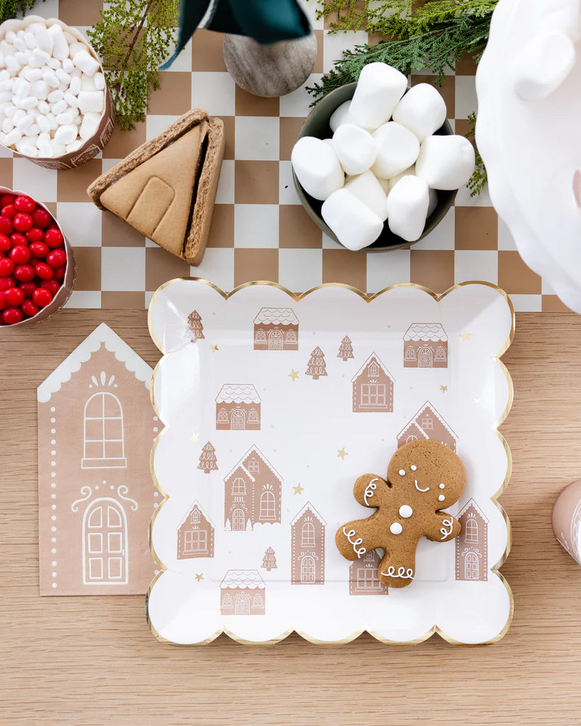 Gingerbread Checkered Table Runner