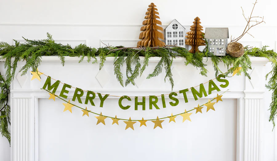 Christmas Memories Merry Christmas With Metal Stars Banner