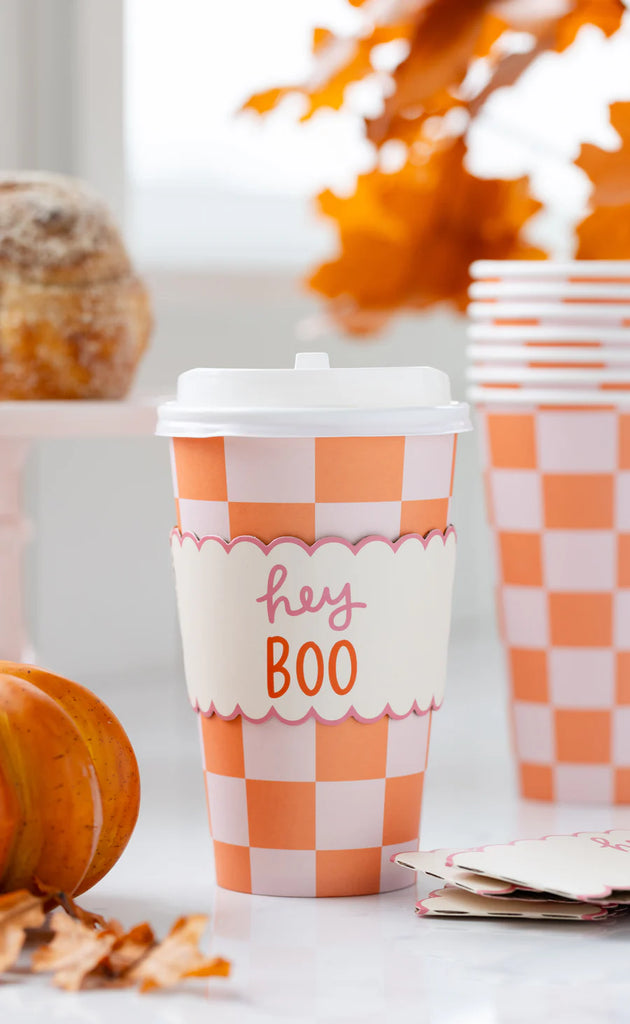 Pink and Orange Checkered TO GO Cups