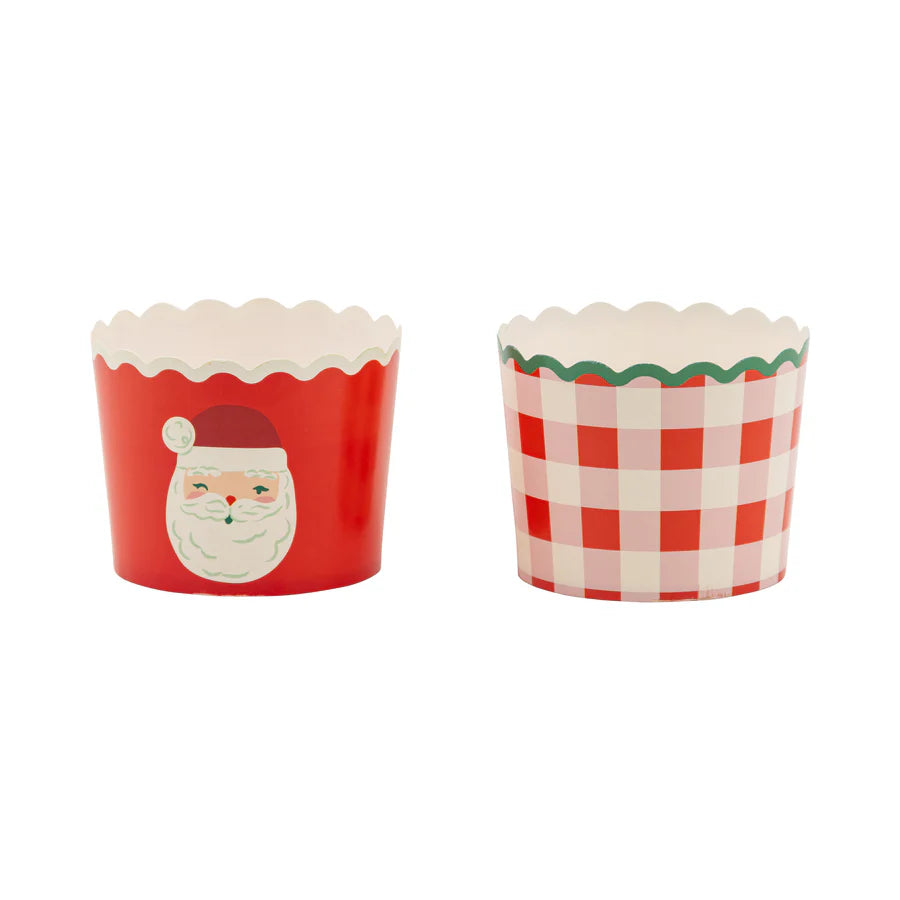 Santa Sugar Plum Plaid Baking Cups