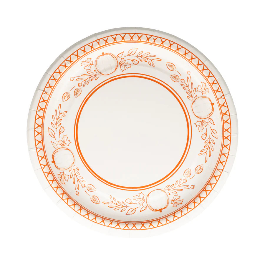 Falloween Pumpkin Round 8" Dessert Plate