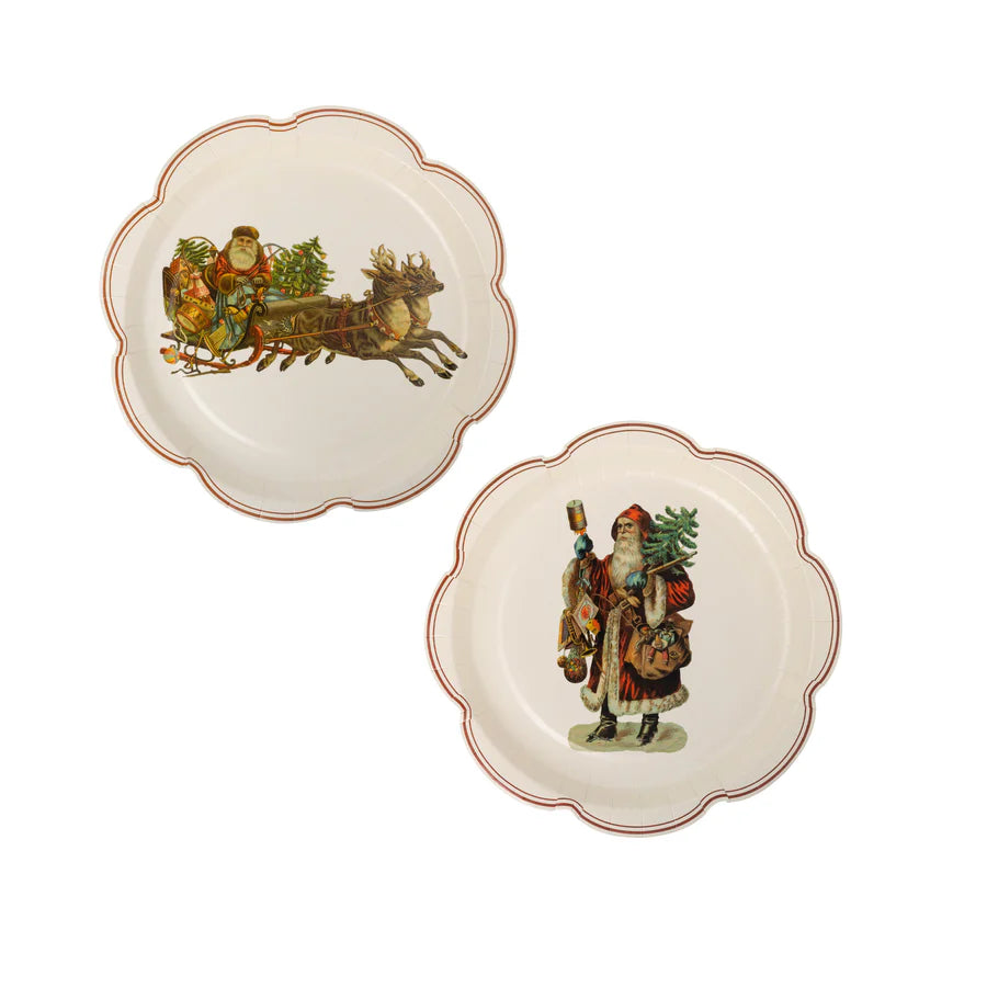 Santa Scalloped Plate Set