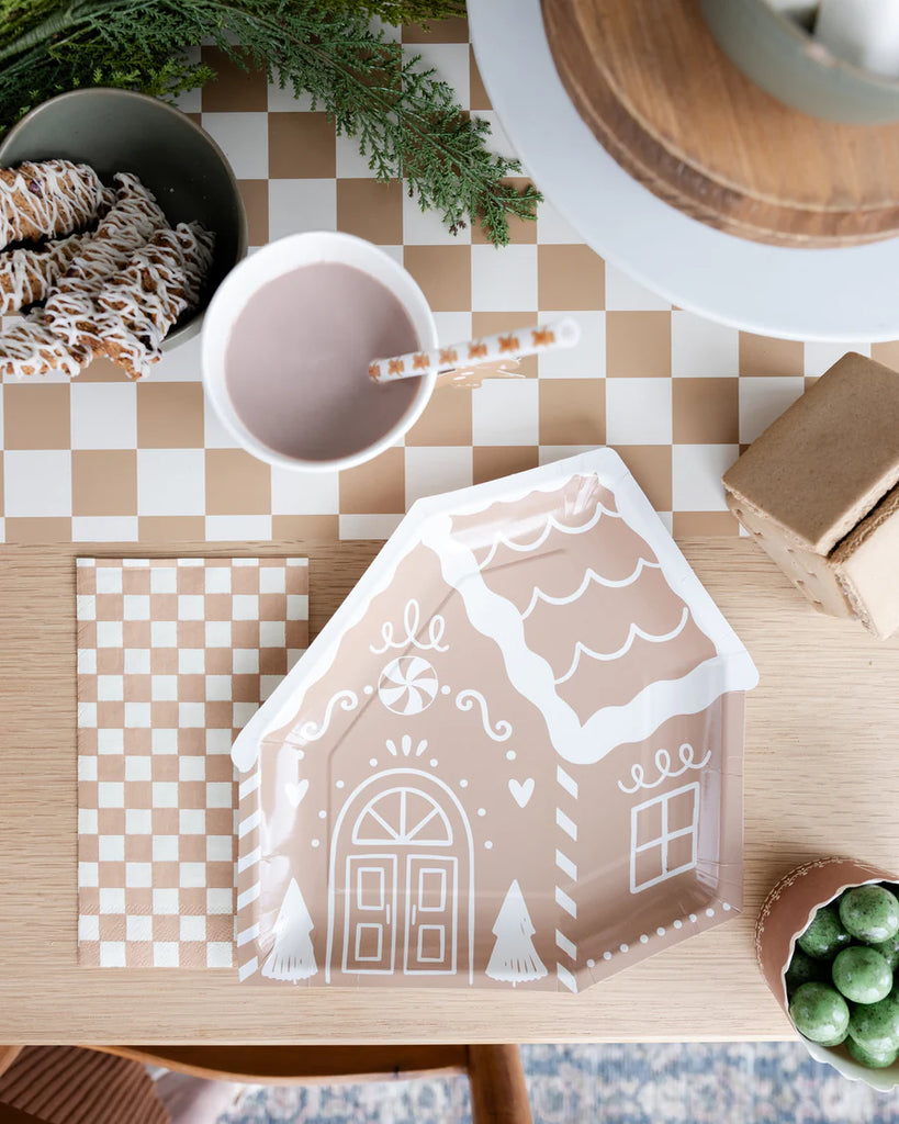 Gingerbread Checkered Dinner Napkin