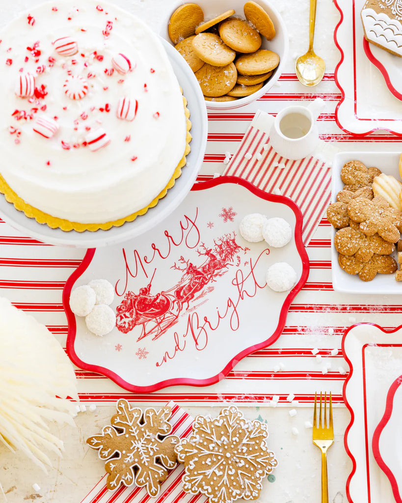 Red Vintage Merry Christmas Tray