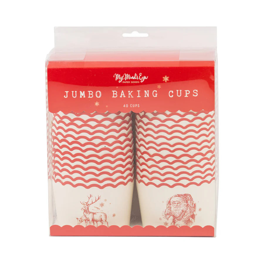 Jumbo Vintage Santa Deer Baking Cups