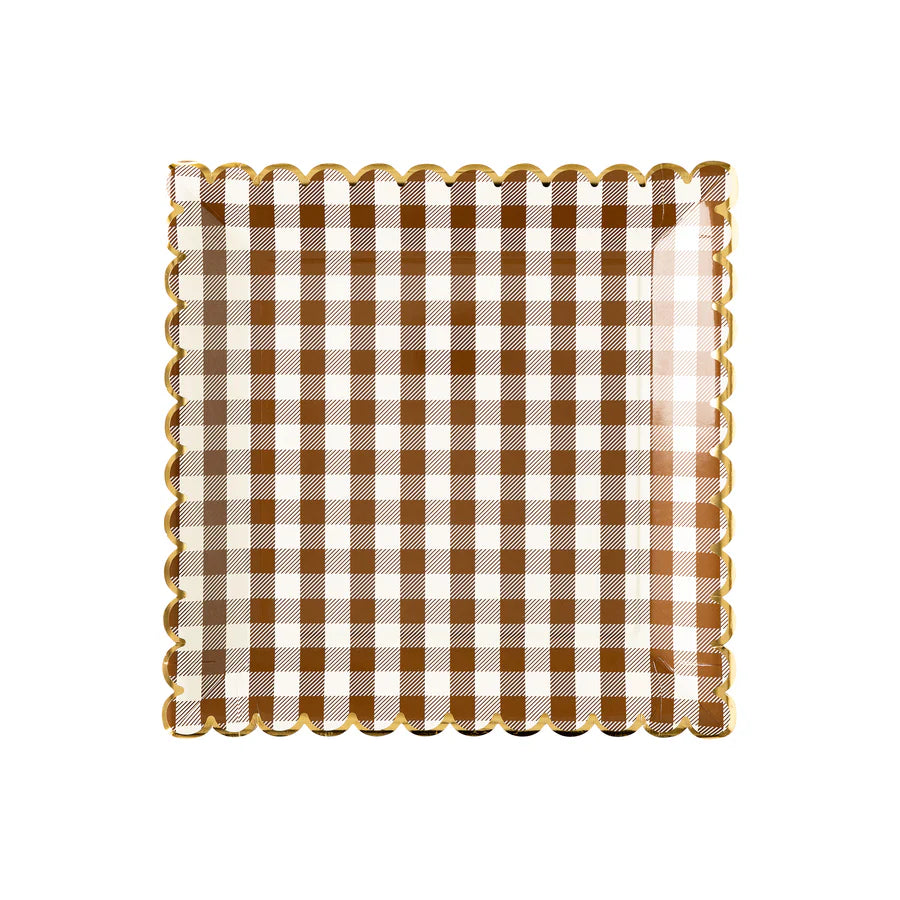 Brown Gingham Scallop Plates