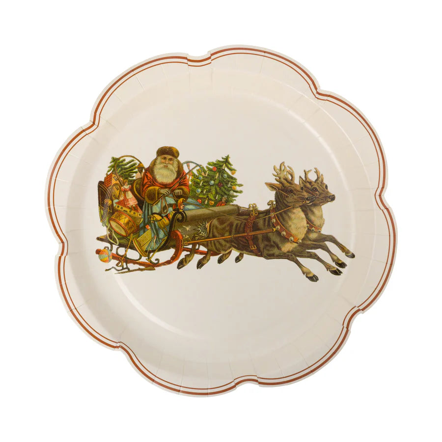 Santa Scalloped Plate Set