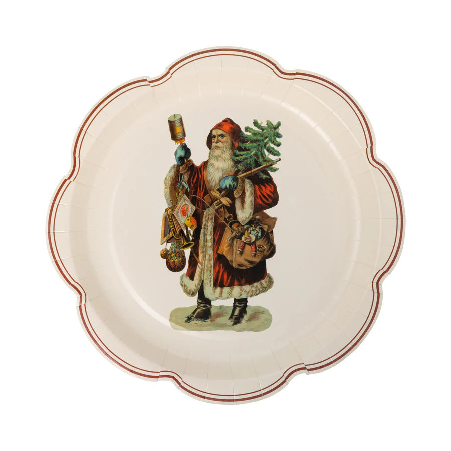 Santa Scalloped Plate Set
