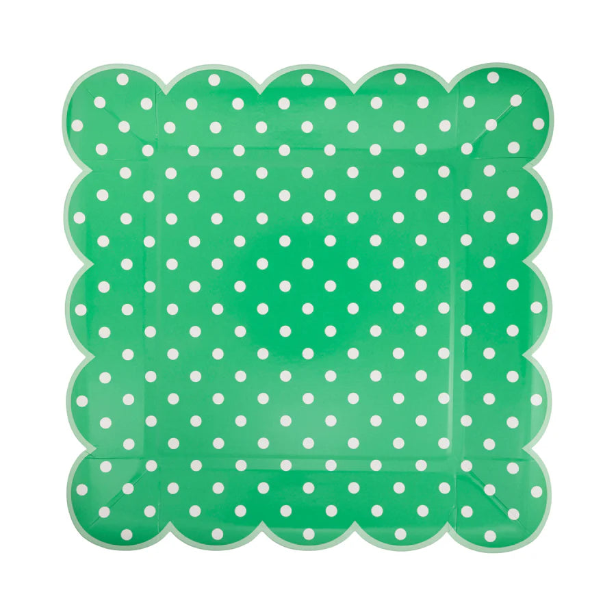 Polka Dot Scalloped Square Plate