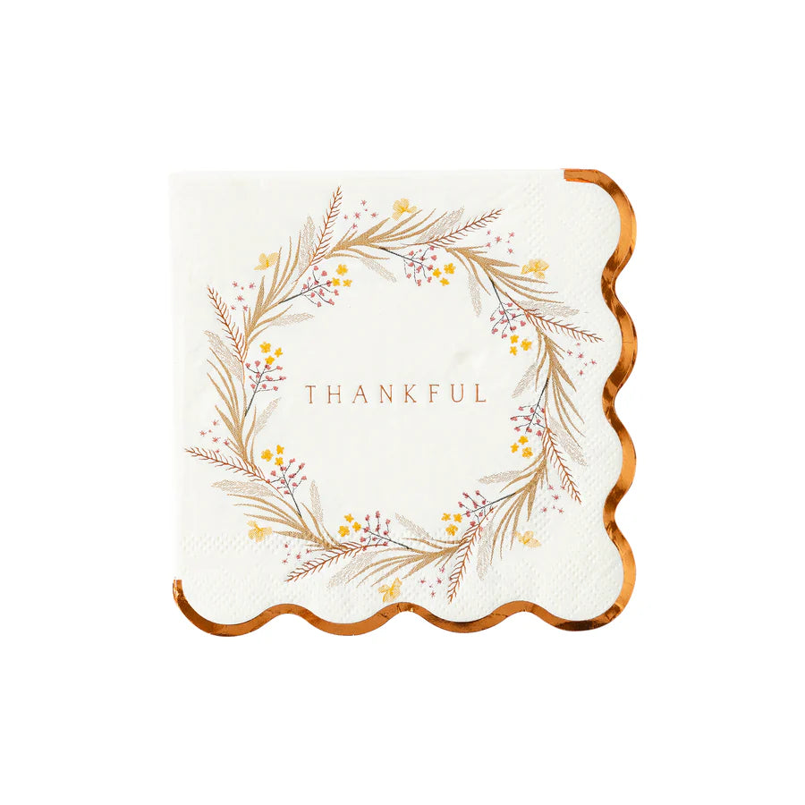 Thankful Wreath Cocktail Napkin