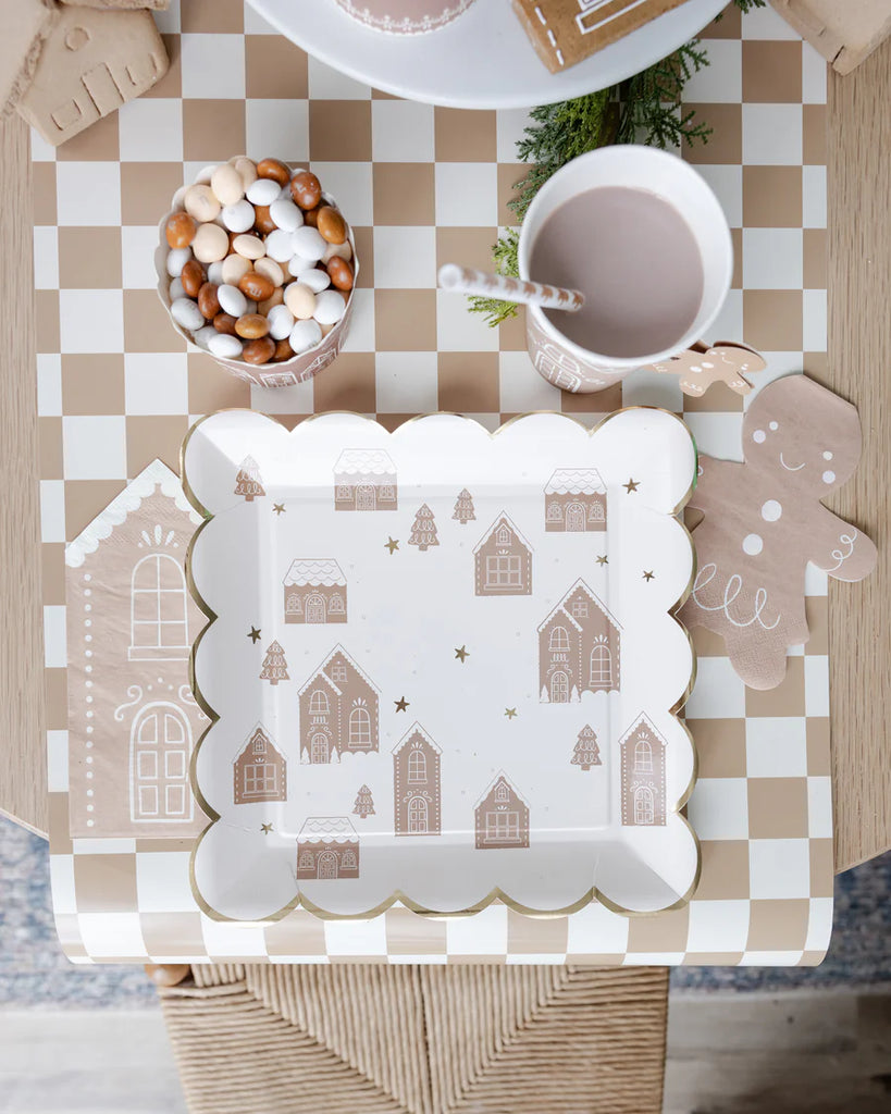 Gingerbread Checkered Table Runner