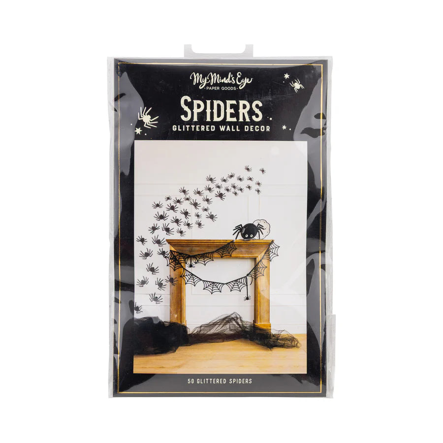 Glitter Wall Decor Spiders