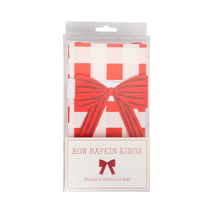 Plaid Napkin with Bow Paper Ring