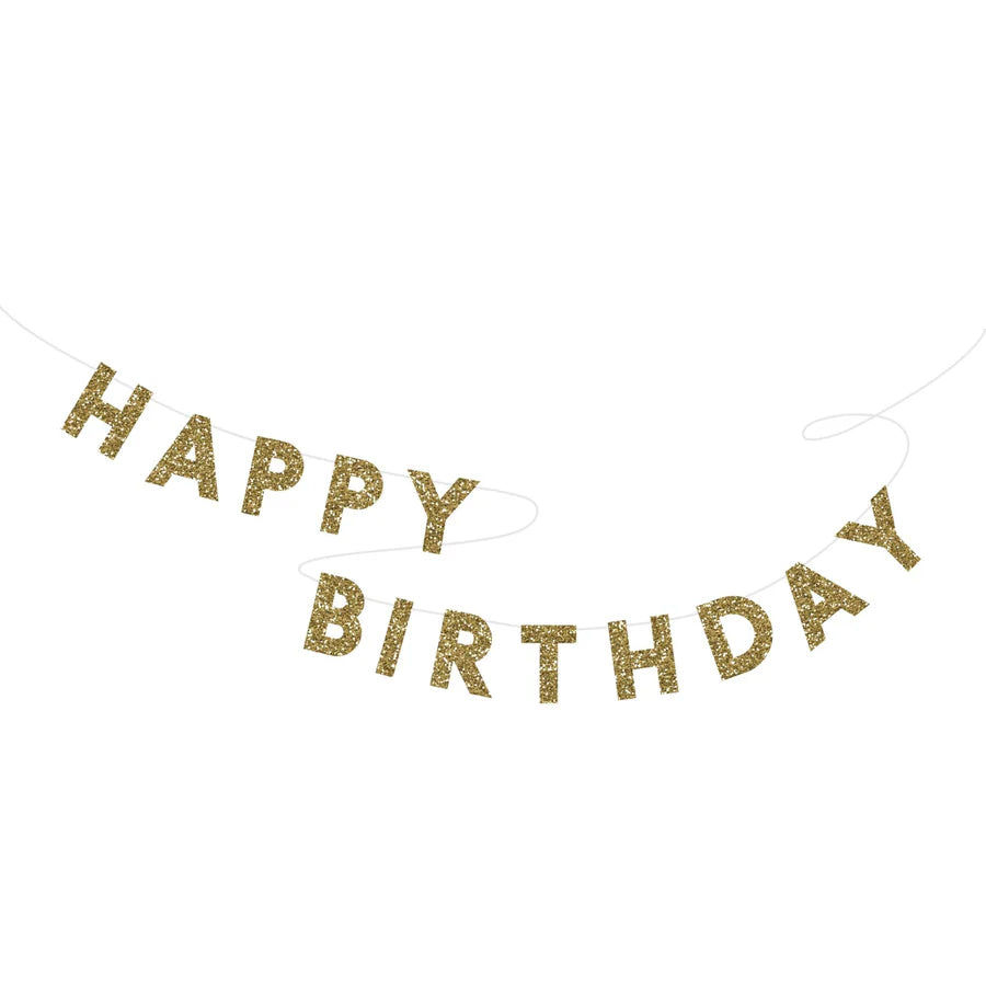 Gold Glitter Birthday Banner