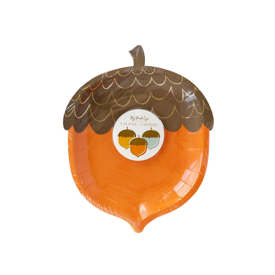 HARVEST ACORN SHAPED PAPER PLATE SET