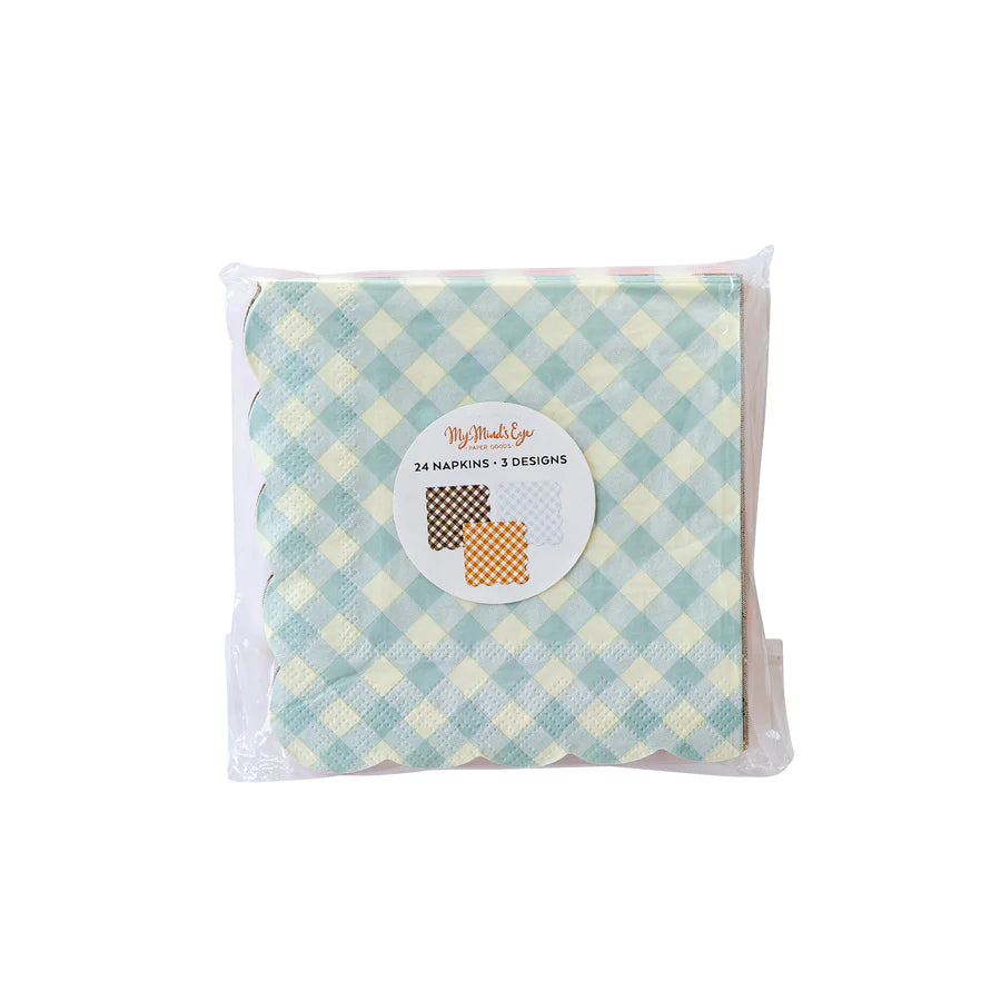 HARVEST GINGHAM PAPER COCKTAIL NAPKIN