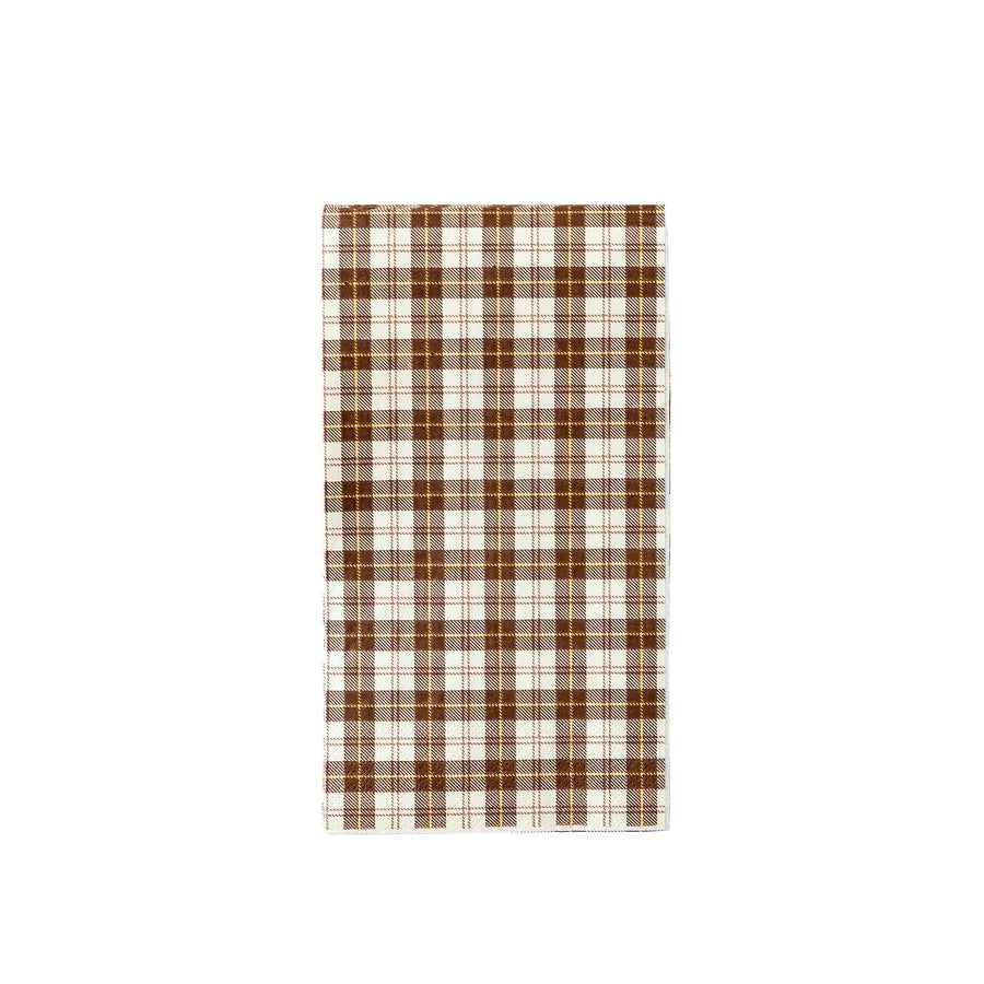 HARVEST BROWN PLAID PAPER DINNER NAPKIN