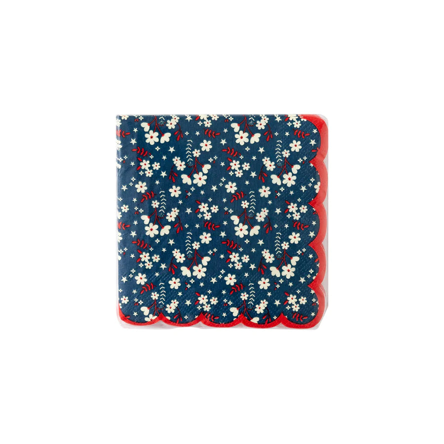 Liberty Floral Scalloped cocktail Napkin