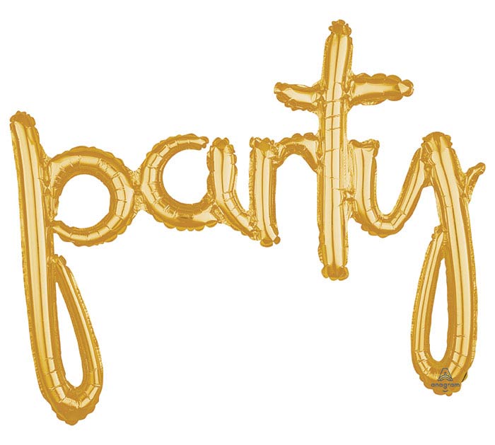 39" Party Gold Script