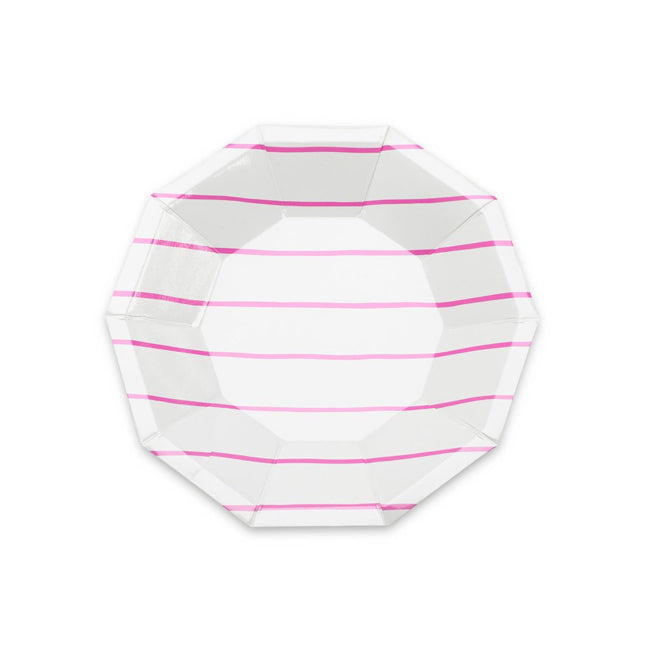 Frenchie Striped Small Plates- Cerise