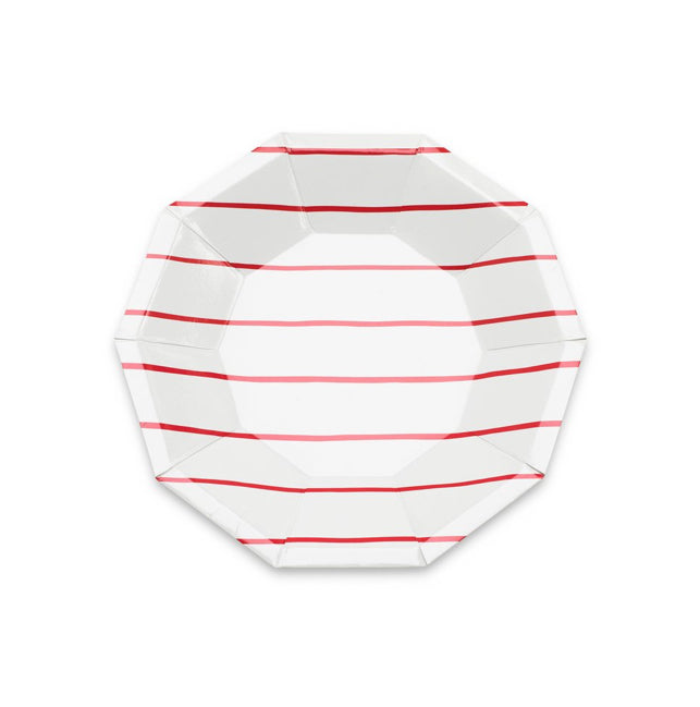Frenchie Striped Small Plates- Red