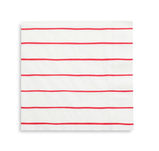 Frenchie Striped Large Napkins- Red