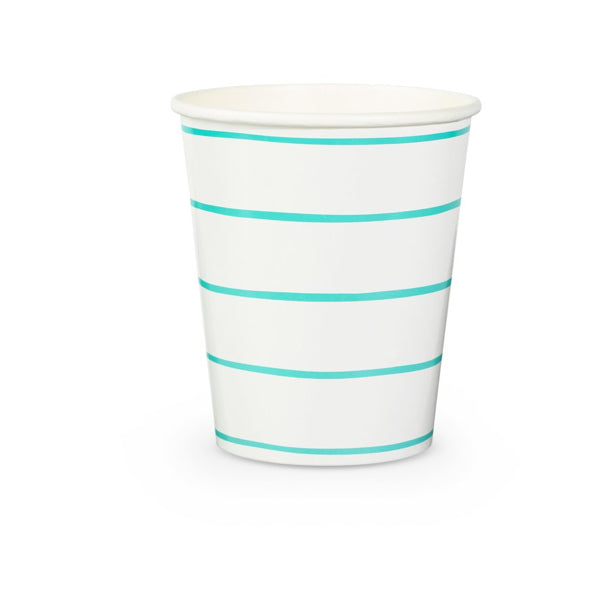 Frenchie Striped Cups- Aqua