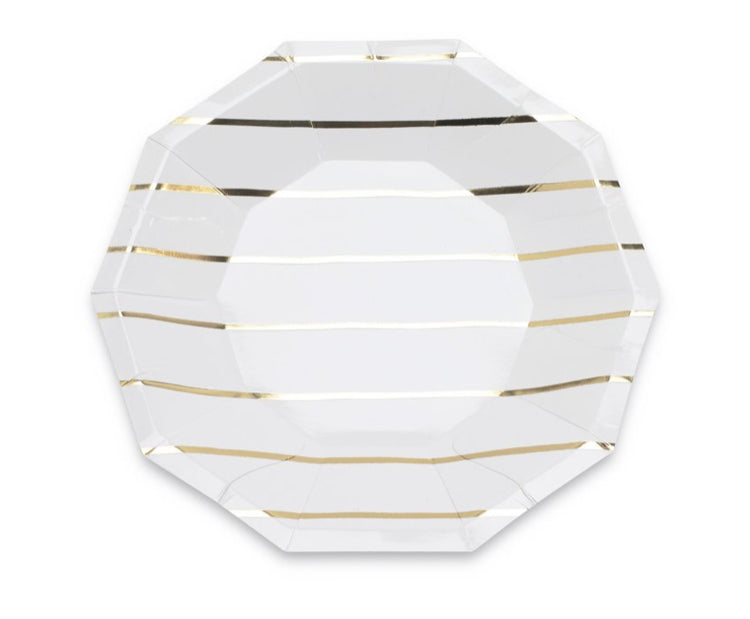 Small Gold Frenchie Striped Plates
