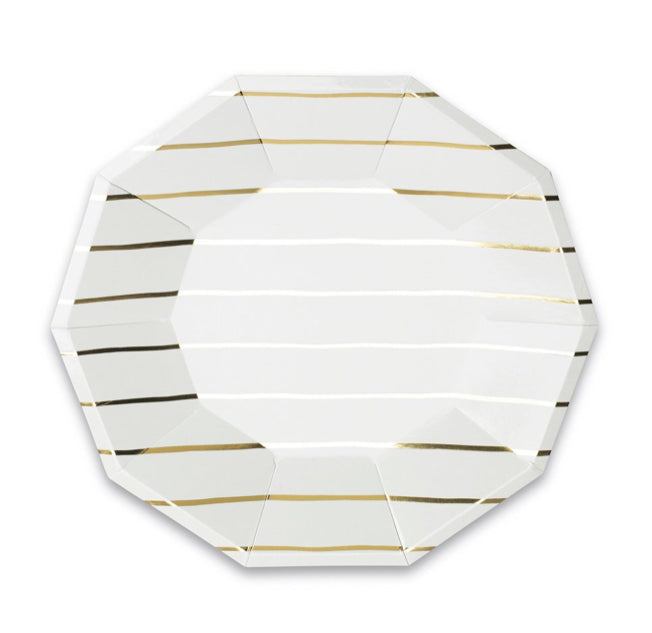 Large Gold Frenchie Striped Plates