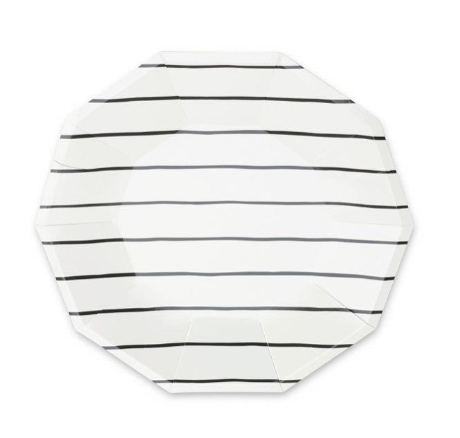 Frenchie Striped Large Plate Black