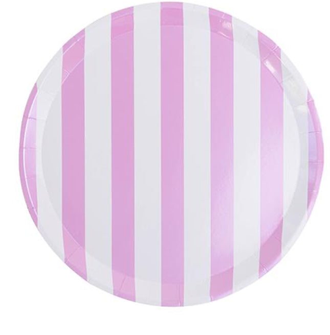 Pink and White Striped Dinner Plates