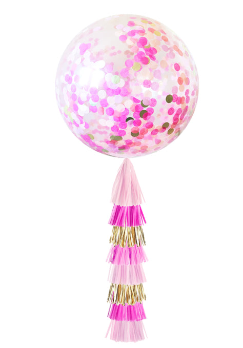 Pink Giant Confetti Balloon with Tassels
