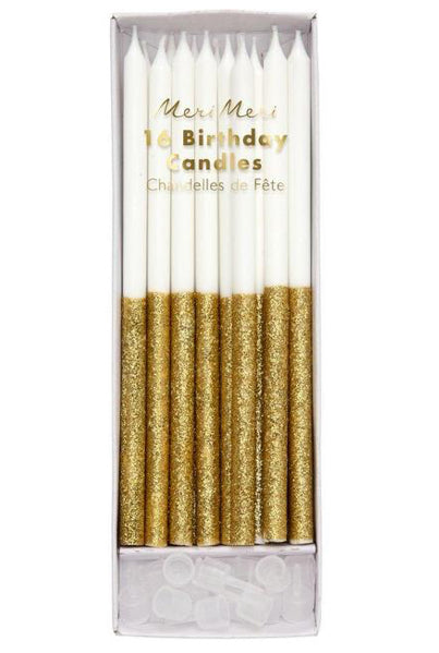 Gold Glitter Dipped Candle