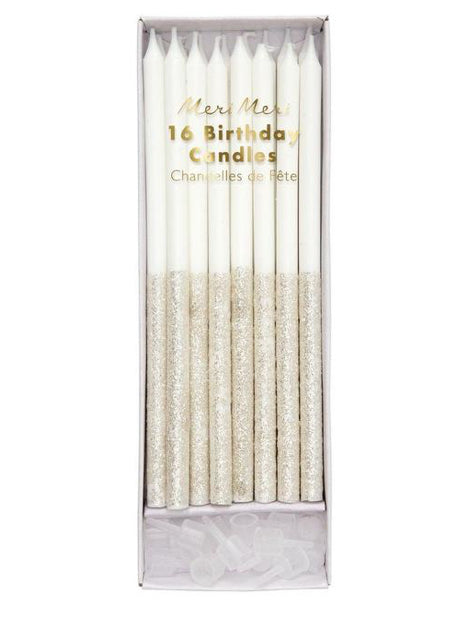 Silver Glitter Dipped Candles
