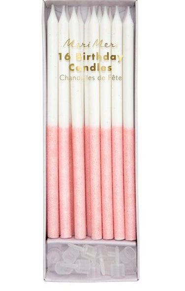 Pale Pink Glitter Dipped Candles