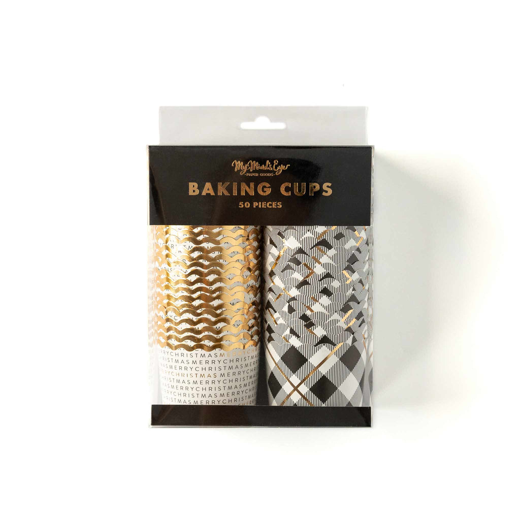 Golden Plaid Baking Cups