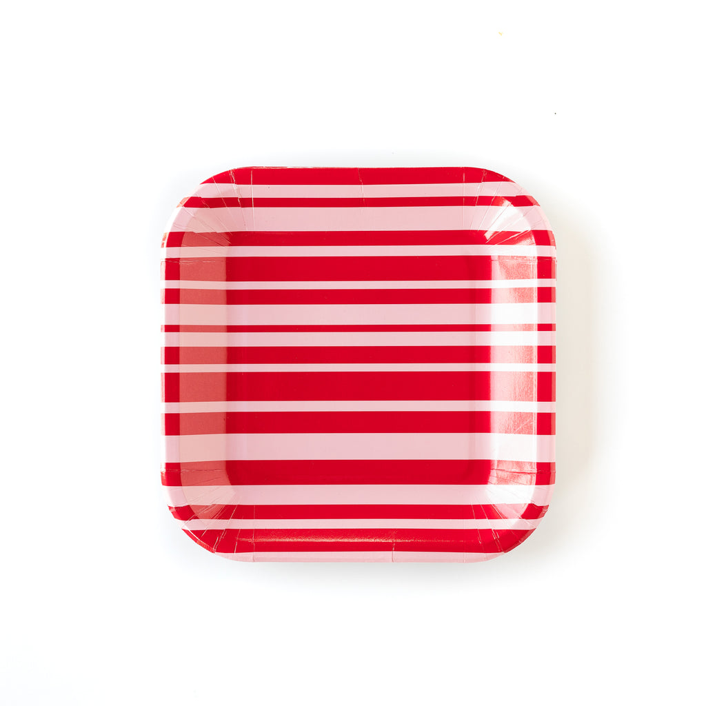 Red & Pink Striped Plate