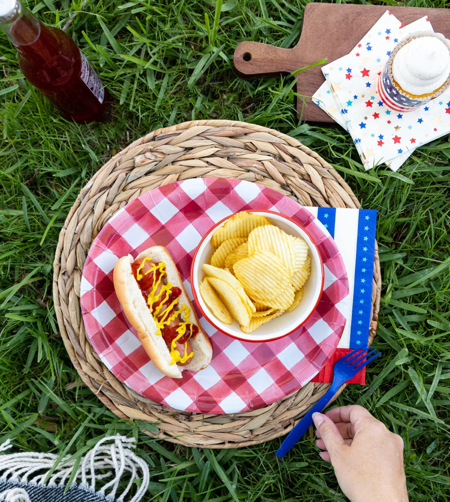 Oval Red Buffalo Check Platter Plates