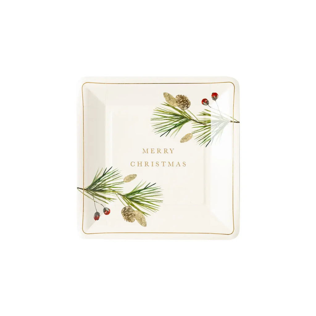 Botanical Merry Christmas Plate