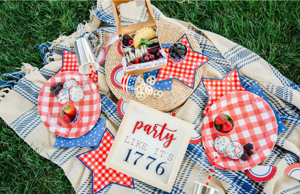 Oval Red Buffalo Check Platter Plates